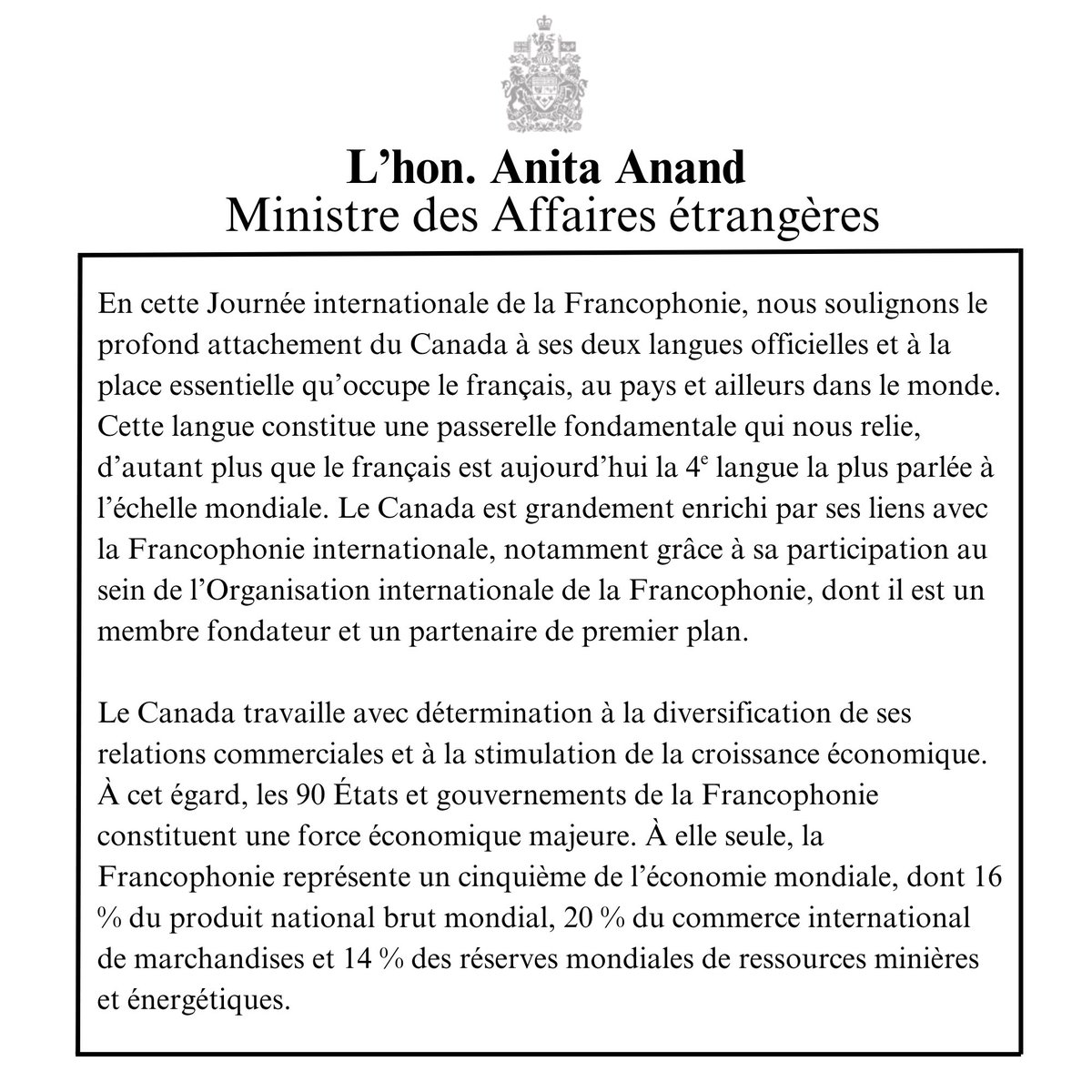 Anita Anand tweet media