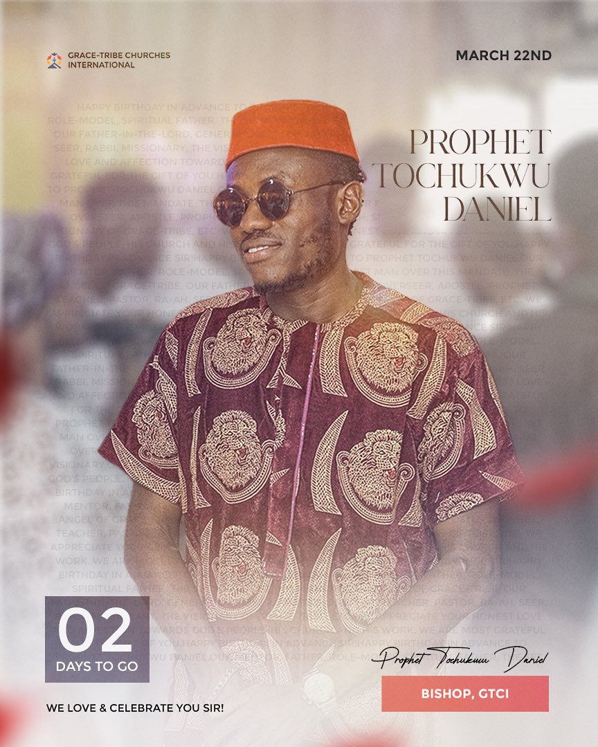 gracetribebc's tweet photo. Get ready !
In 2 days time 🚀
Happy birthday in advance Prophet 🙌🏽
#happybirthdayinadvanceprophet
#gracetribe #tribesmen #2daystogo https://t.co/C2vx2s9hd5