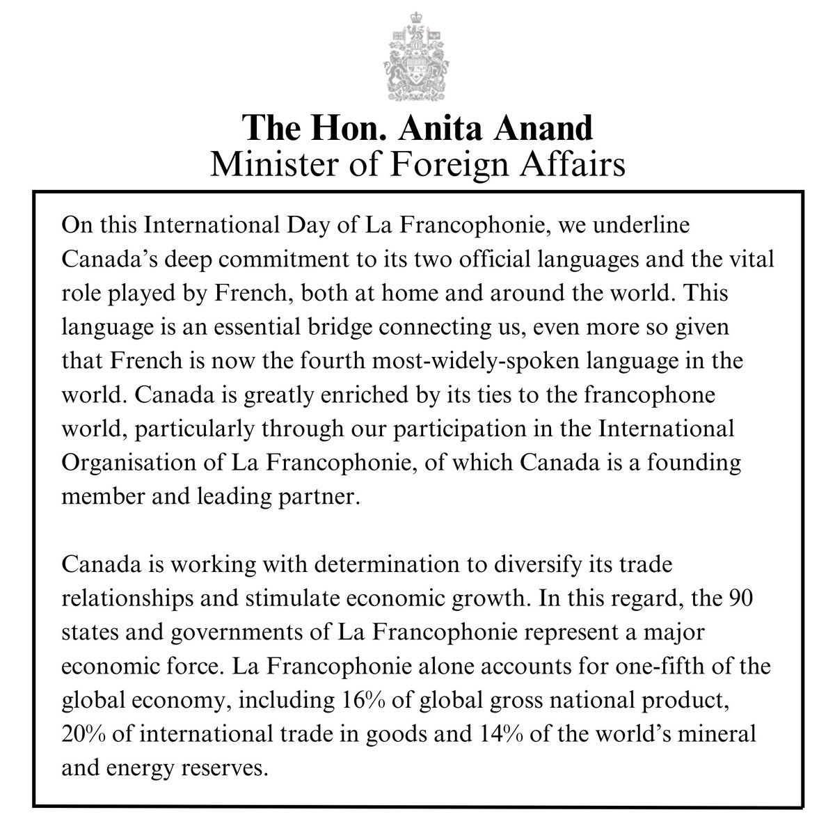 Anita Anand tweet media