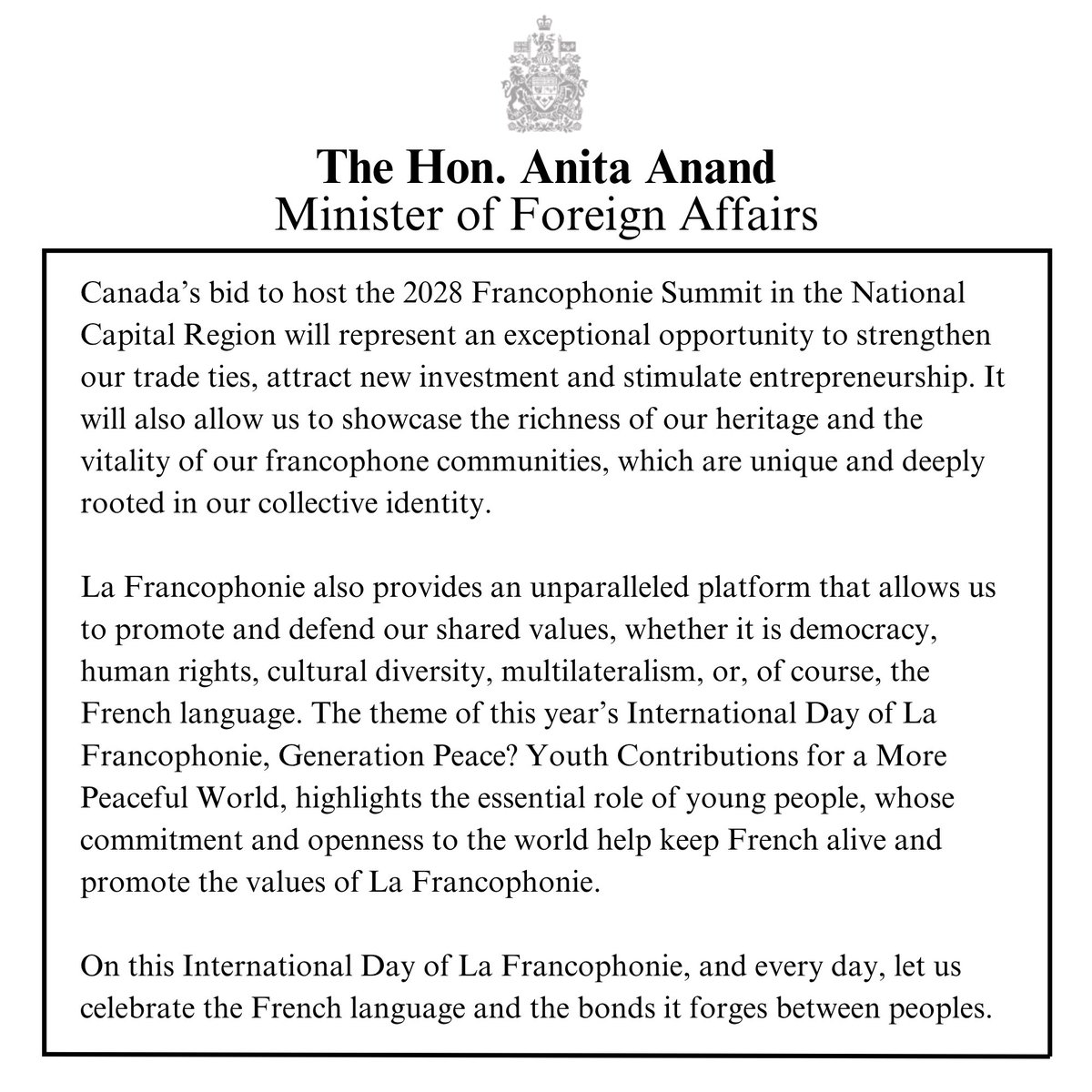 Anita Anand tweet media