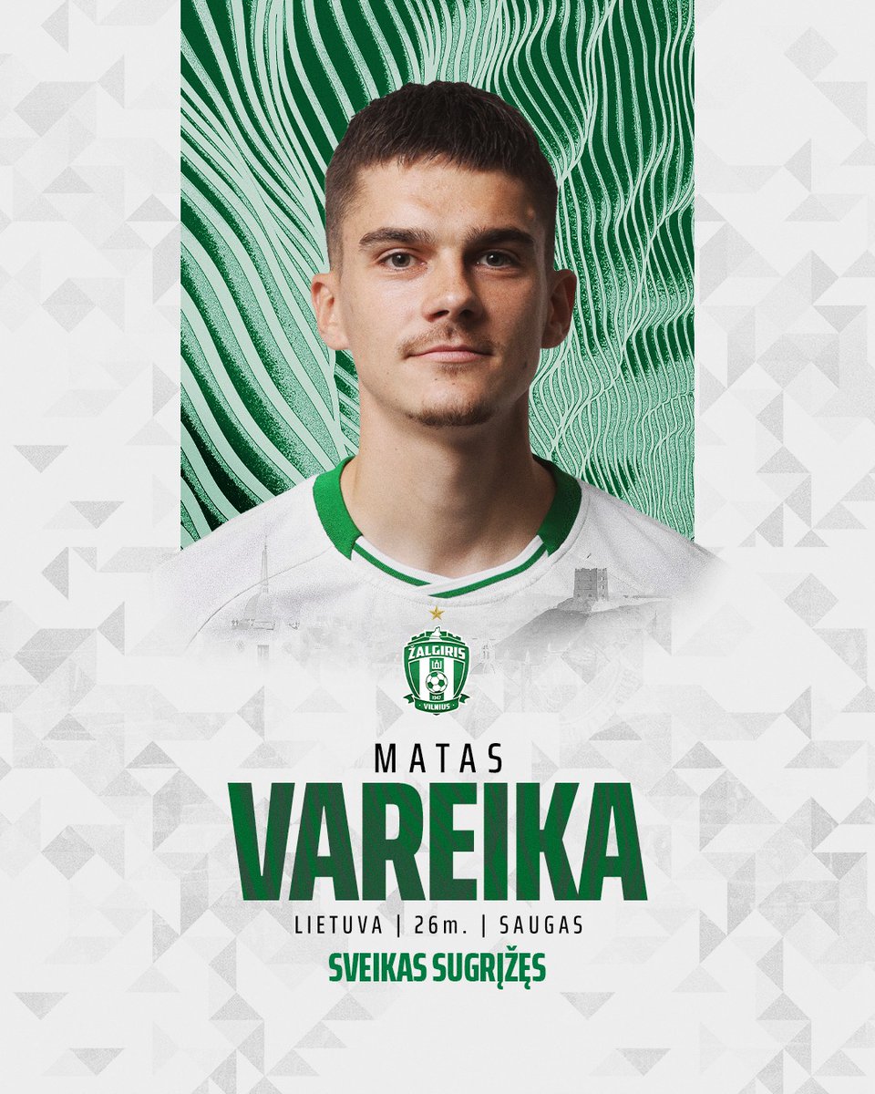 LituanieFootFR's tweet image. #Mercato
Matas Vareika 🇱🇹 est prêté à #Zalgiris !
L'ailier gauche de 26 ans avait été recruté par #Pyunik 🇦🇲 en 2025 en provenance de #Hegelmann
Formé à la LFF Akademija et Zalgiris, il a joué 42 matchs avec le club de Vilnius avec un bilan de 6 buts et 2 passes dés