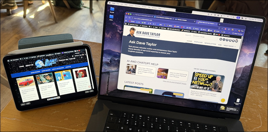DaveTaylor's tweet image. If you have a Mac and an iPad, you've got everything you need to use the iPad as a wireless second display for the Mac! The feature's called "Sidecar", a part of Continuity, and it's surprisingly easy to utilize: askdavetaylor.com/how-to-use-an-… #mac #ipad #sidecar