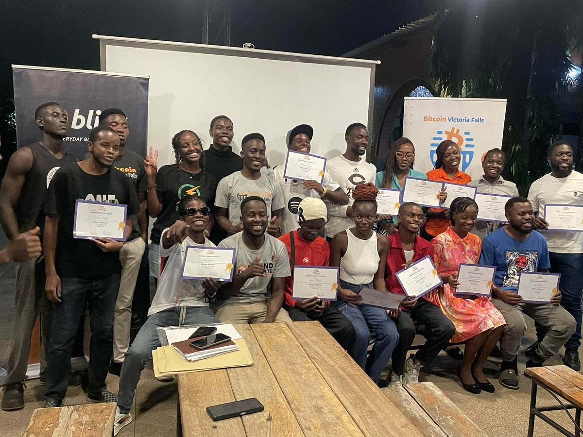 CaristoSindowe's tweet photo. years ago, curiosity led me into Bitcoin &amp; Blockchain. Today, teaching diverse learners with passion, I see the full circle.

Congrats to the new Bitcoin Diploma holders! 🌟 Your journey has just begun.

Grateful to share this via @BitcoinVicFalls ⚡
# #Bitcoin https://t.co/lyXvl4VGGf