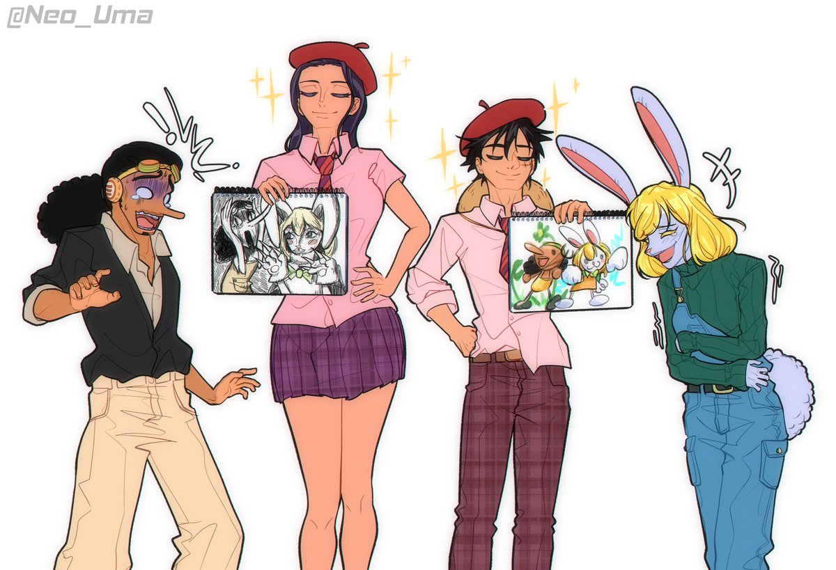 Neo__Uma's tweet photo. I got reminded that Robin and Luffy are also amazing artists 🤧 #ONEPIECE https://t.co/mSodjQTL6b