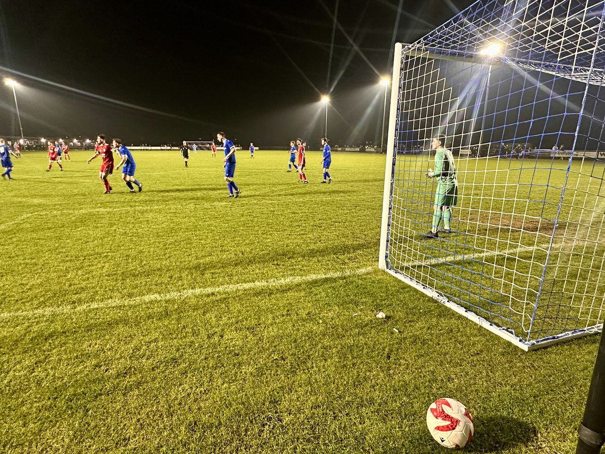 EFCGroundhopper's tweet photo. Ruthin Town 2 v 1 Gresford Athletic. Memorial Playing Fields, Ruthin. Cymru Championship North. Friday 20th March 2026.  #groundhopping @RuthinTownFC @GresfordFC #floodlightporn #cymruchampinshipnorth #groundhopper #Wales #Stadia https://t.co/pILZfEhX4g