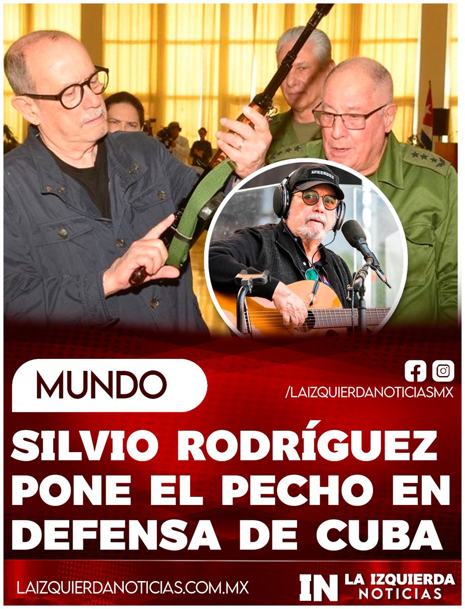 ¡POR AMOR A LA PATRIA! El cantautor cubano Silvio Rodríguez, recibió una réplica y un fusil de asalto soviético AKM, en el marco del Día Nacional de la Defensa, un reconocimiento a su patriótica disposición de empuñar las armas para defender su Patria ante la amenaza de Estados