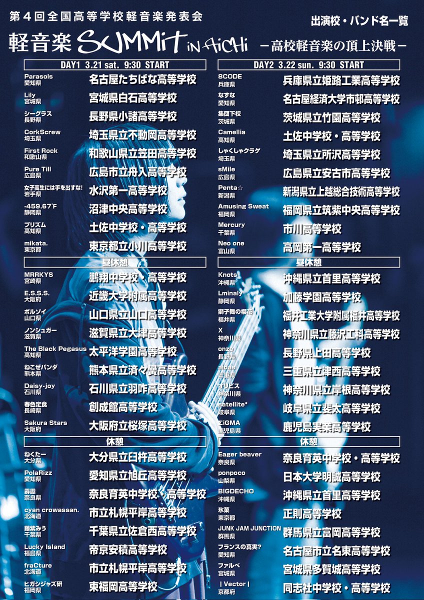 全国高等学校軽音楽発表会
in Aichi

今日は本番1日目。
昨日のリハーサルを経て、ベストになるよう丁寧に積み重ねました。

奈良育英軽音楽部
霹靂 (かむとけ)
　
16時頃出演！
オリジナル2曲を演奏します。

ぜひご視聴ください！

ライブ配信↓
locipo.jp/series/1627/?c…