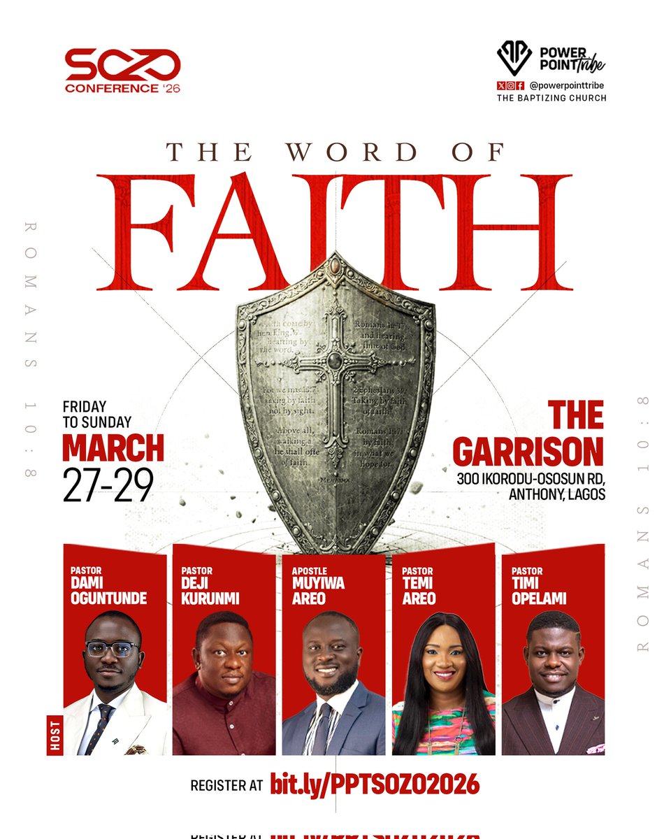 Looking forward to #Sozo2026 @ The Garrison.  Omo, faith go hot, come catch some faith...