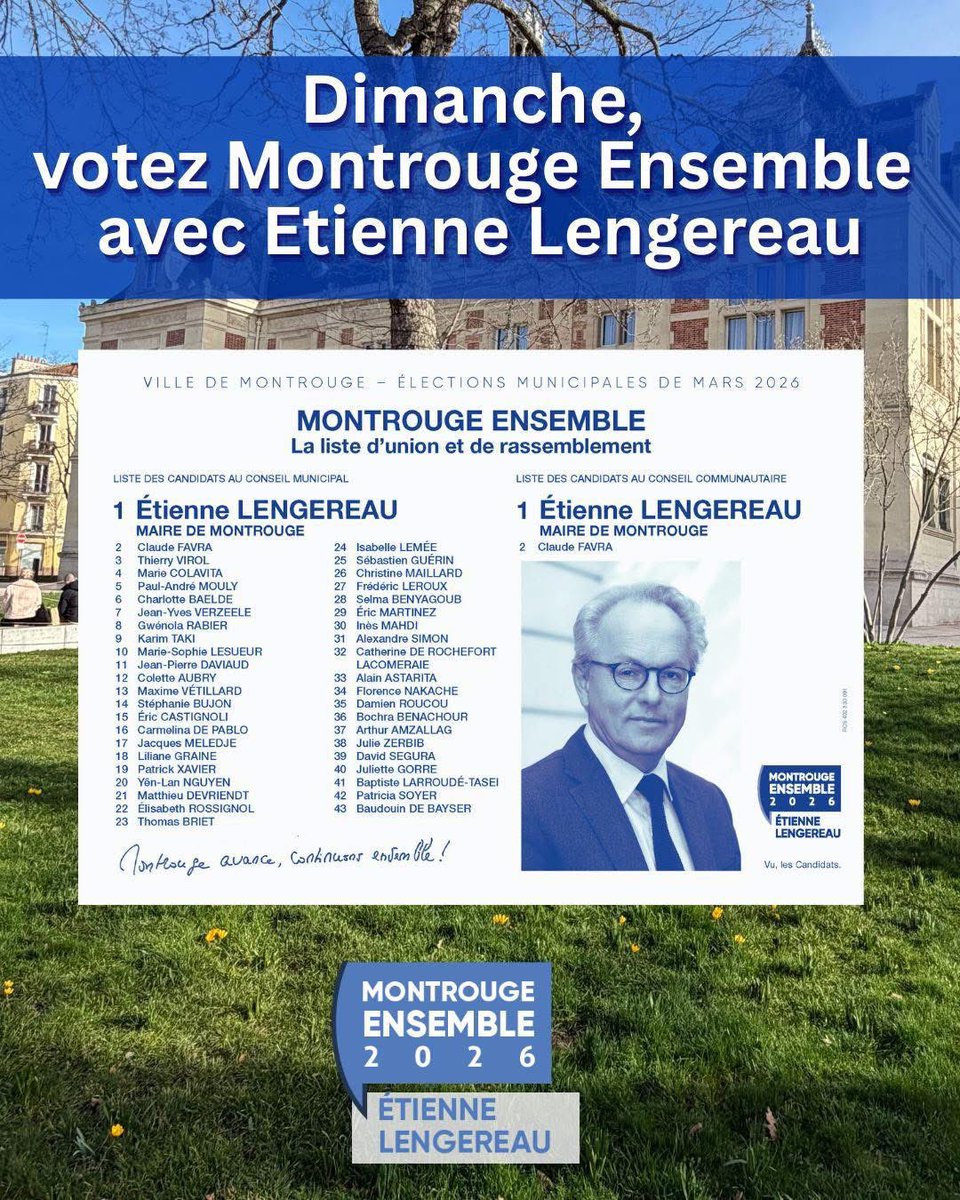 devriendt_matt's tweet photo. Ce dimanche se joue l’avenir de #Montrouge pour les 6 prochaines années ! 

Pour du sérieux, de la bienveillance, et de la rigueur 
Pour que Montrouge continue d’avancer 

Votons #MontrougeEnsemble avec #EtienneLengereau 

#vote 🗳️ #democratie https://t.co/EVvl7z5wau