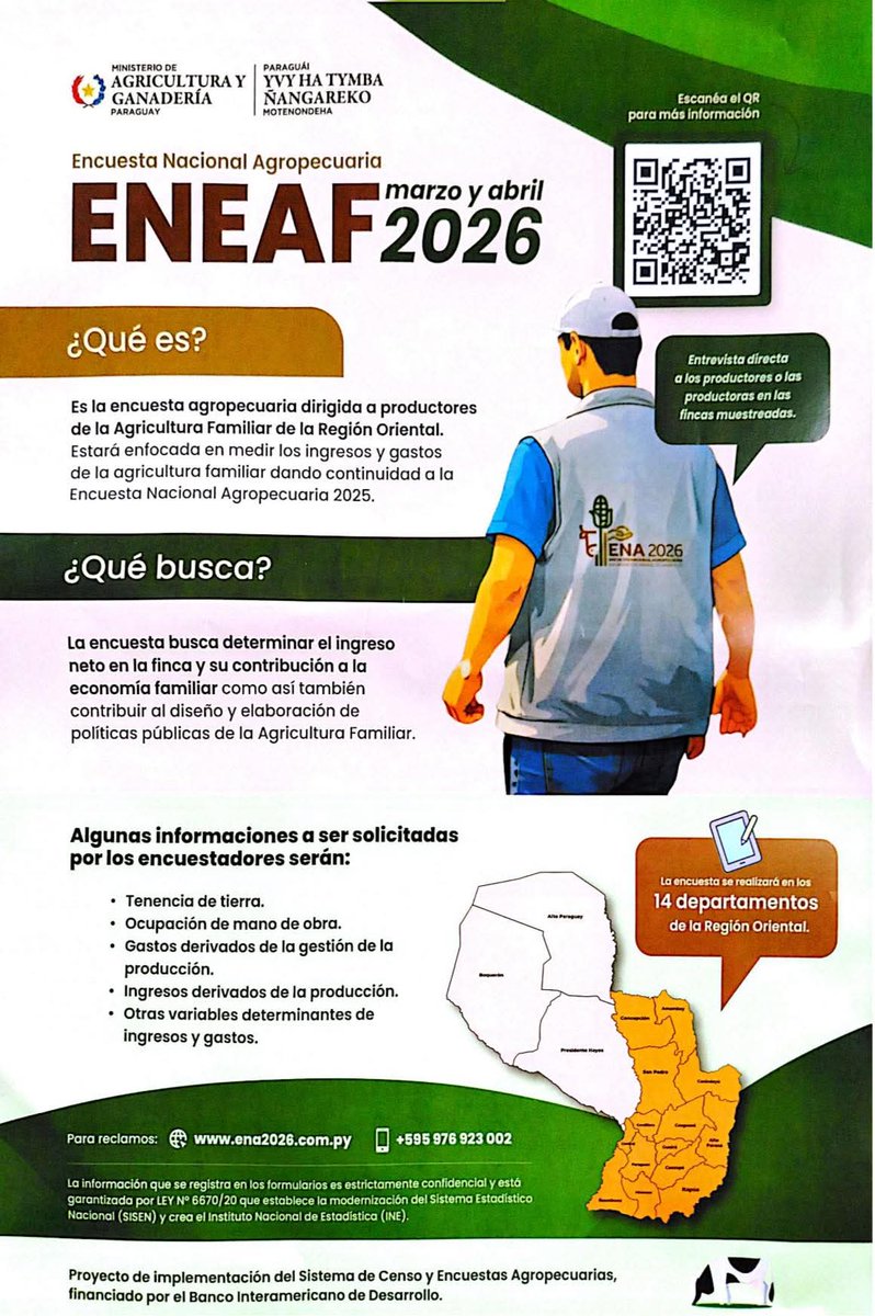 JoseFilippiV's tweet photo. Este año se llevará a cabo la Encuesta Nacional Agropecuaria de la Agricultura Familiar, dando continuidad a la Encuesta Nacional Agropecuaria.

Los encuestadores estarán visitando a los productores y se encontrarán debidamente identificados y uniformados. https://t.co/3RnBDBeqty