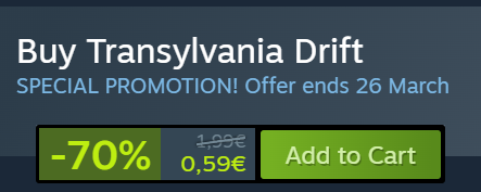 AndrasfiGames's tweet photo. Special discount on Transylvania Drift! Please check it out if you want too! Thank you for your attention and for all your support! Lots of health to you all! https://t.co/c9GnvE882D

#SteamSpringSale #indiedev #indiegame #gamedevs #Discounts #transylvania #Racing #drift https://t.co/xDmKpn5iaa