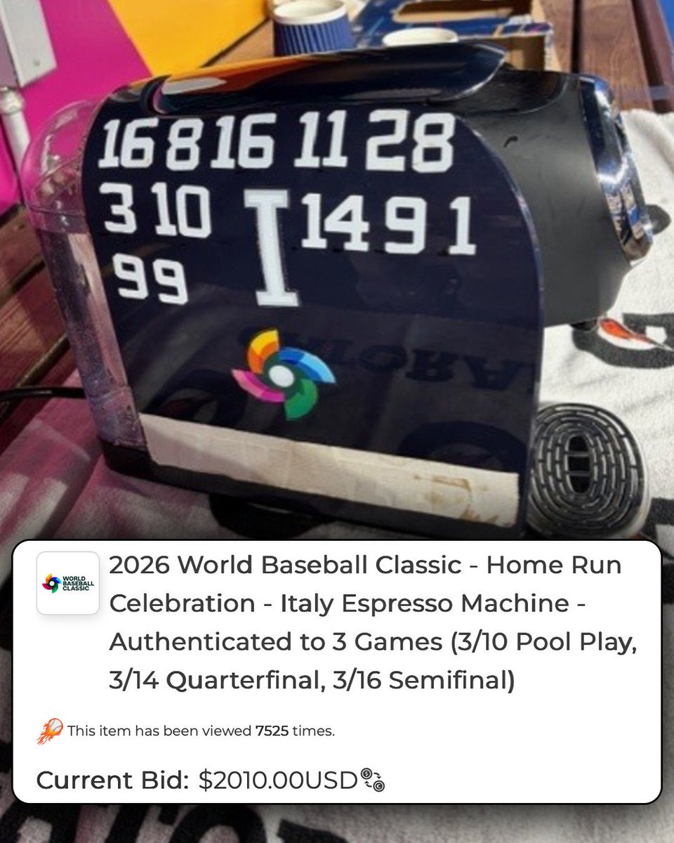 HardcoreItalian's tweet photo. From the dugout to your kitchen... Team Italy's espresso machine is up for auction 😂☕️🇮🇹 https://t.co/4Oo3yUtvsr
