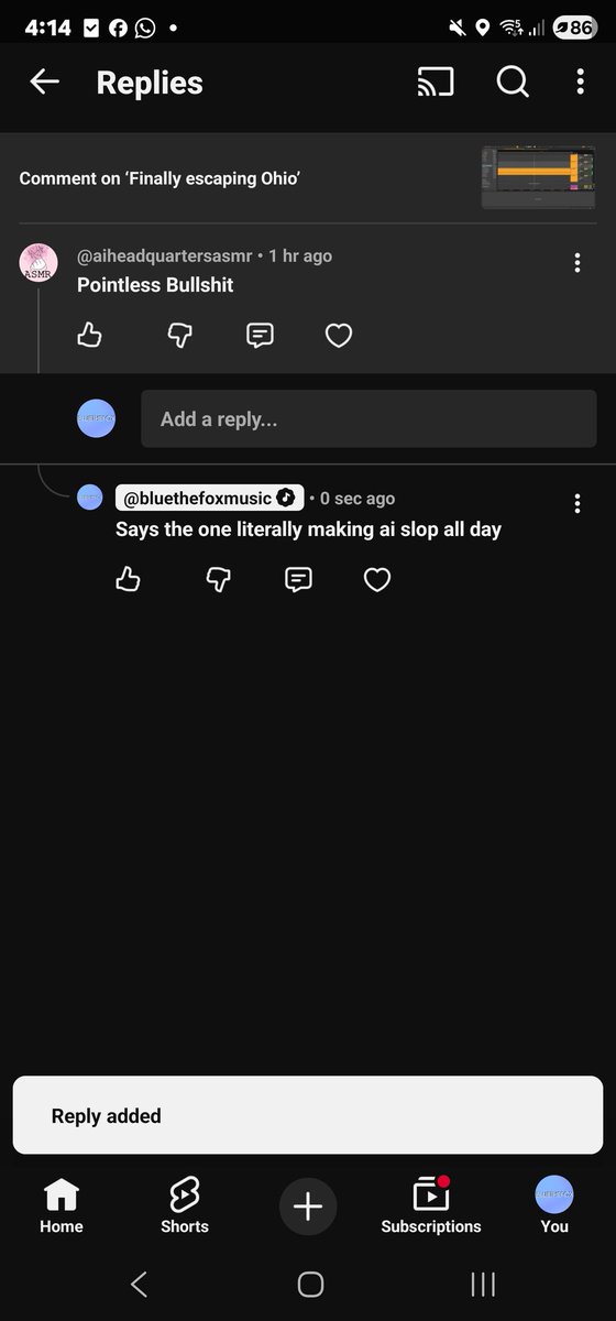 bluethefoxyt's tweet photo. Slop channels get mad at actual talent. https://t.co/XzVahXUnqv