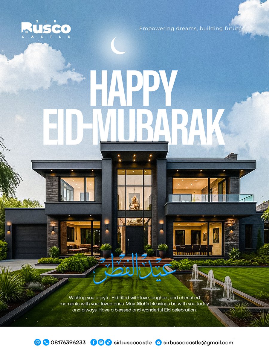 SBuscocastle's tweet photo. May this Eid bring peace to our hearts, joy to our homes, and blessings to all that concerns us. May the lessons of discipline and patience from the fasting period continue to guide us beyond this celebration.

Happy Eid Mubarak to you🤍🌙

#sirbuscocastle #eidmubarak https://t.co/J51l4iZOMe