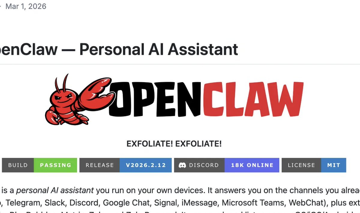leokindacodes's tweet photo. react took 10 years to become the most-starred repo on github

an AI agent called openclaw did it in 60 days

that mass-starring wasn't even about the code — people treated it like a movement. openclaw went viral off vibes and a moltbook demo, not because devs read the source and thought "wow great architecture"

github stars are the new vanity metrics. we used to clown on twitter followers, now we're doing the same thing with repos