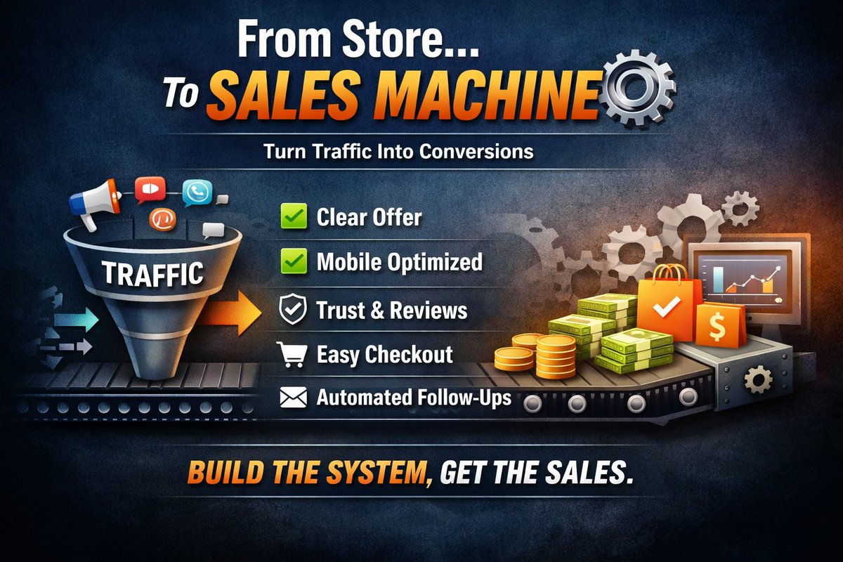 Most launch stores.
Few build systems that sell.
Traffic isn’t the issue—conversion is.

Winning stores have:
• Clear offers
• Fast, mobile-first design
• Trust (proof/reviews)
• Simple checkout
• Automated follow-ups

Anyone can launch.
Few create a sales machine.