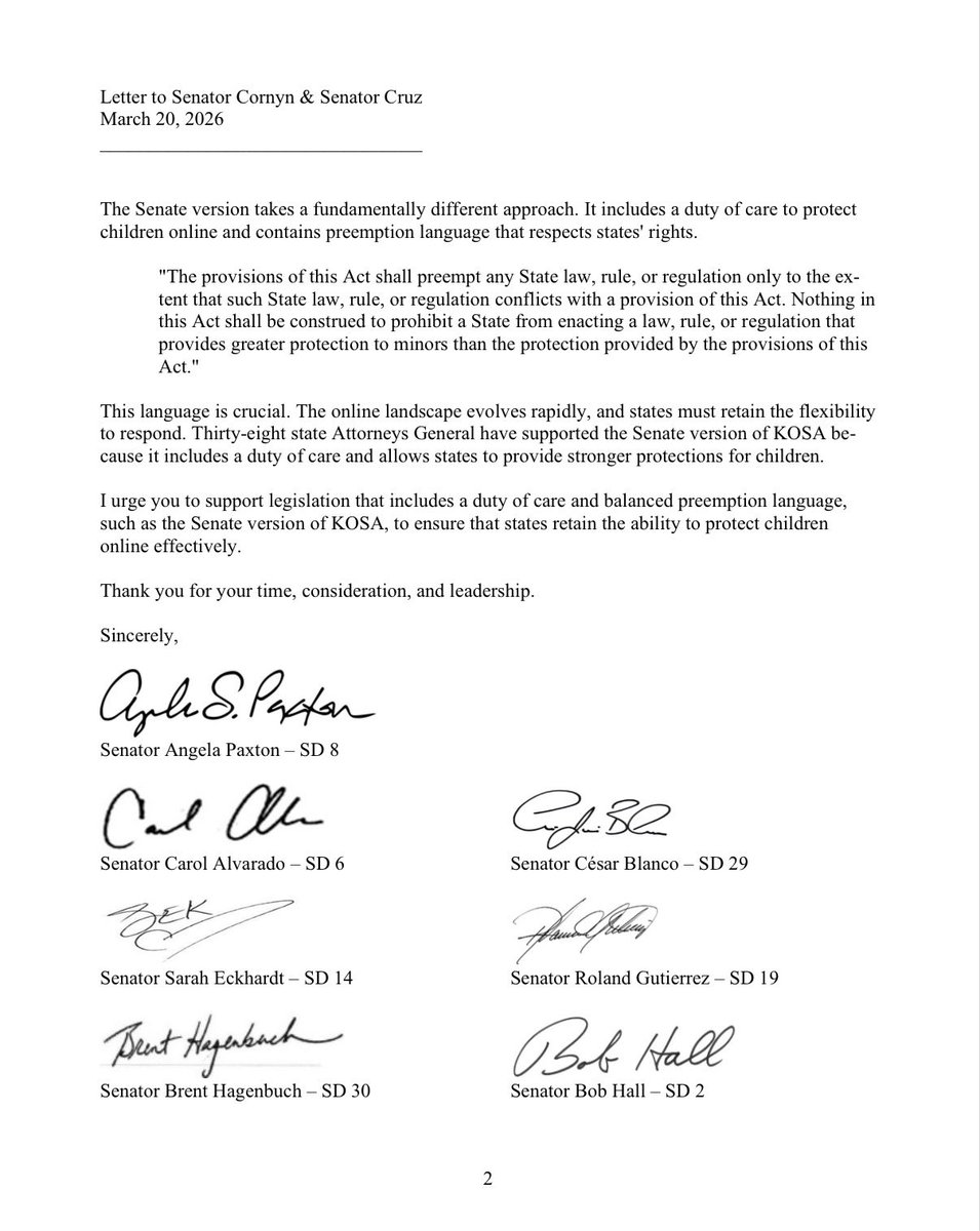 Senator Angela Paxton tweet media