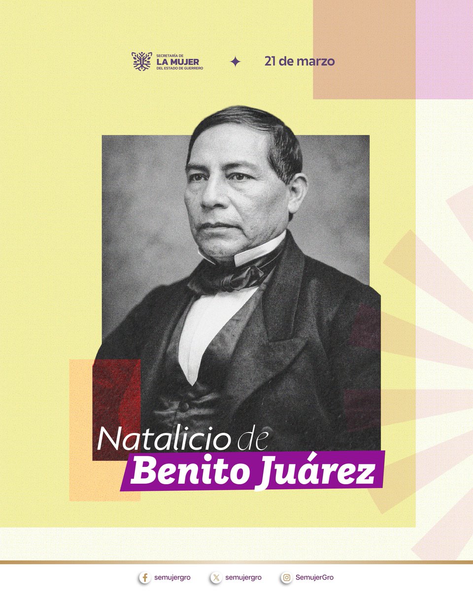 Un día como hoy pero de 1806 nació Benito Pablo Juárez García, conocido como El Benemérito de las Américas, fue abogado, jurista y político mexicano de origen indígena zapoteca que se desempeñó como Presidente de la Suprema Corte de Justicia y Presidente de México. 👨🏽‍💼🇲🇽