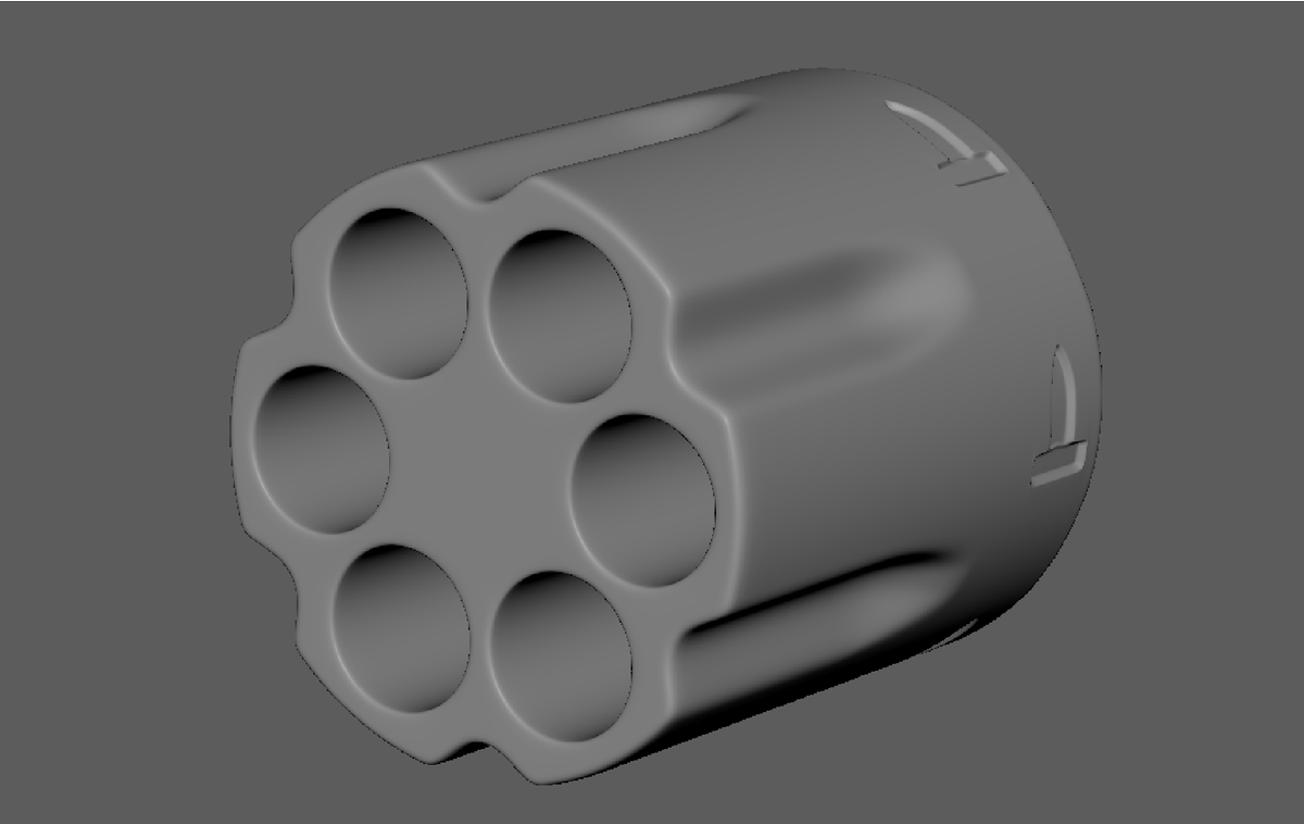turkey_K067's tweet photo. MayaのBendってすごいね！
リボルバーのシリンダーもきれいにモデリングできる！
Curvatureの値を180にすればちょうど円形になる。
#maya #3DCG https://t.co/2LwSZF8qeL