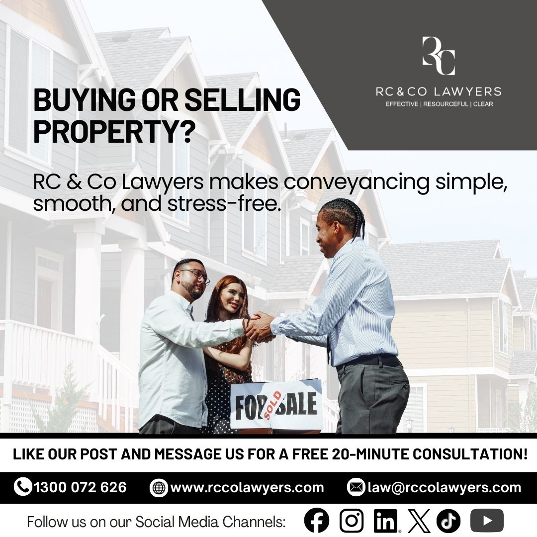 rcco_law's tweet image. Reliable legal support for smooth and secure property transactions. 

Book your conveyancing consultation with RC &amp;amp; Co Lawyers today.

#Conveyancing #PropertySettlement #SydneyProperty #MelbourneProperty #BrisbaneProperty #PerthProperty #LegalAdviceAustralia #RCAndCoLawyers