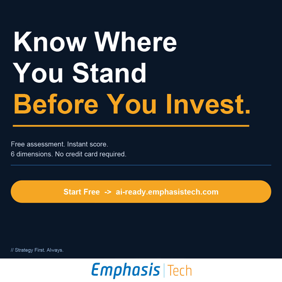 emphasis_tech's tweet photo. Most AI projects fail because companies skip the readiness step.
Here's what that step looks like. Swipe. 👇

Free assessment → https://t.co/Fj1bZg58Qs

#AIReady #AIStrategy #EmphasisTech https://t.co/TwnByevUqt