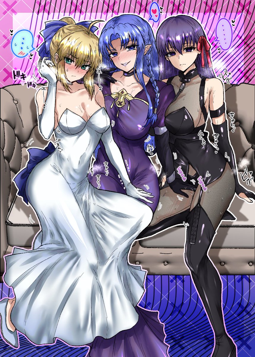 skebにて佐藤ぬいさん(<a href="/Nuuu99999/">佐藤ぬい</a> )にFateのメディアさんと桜、セイバーのイラスト描いていただきました。
メディアさんが2人を手駒にして侍らせてる的なイラストで、セイバーと桜の表情もエッチです！
素敵なイラストありがとうございました！

skeb.jp/@Nuuu99999/wor…