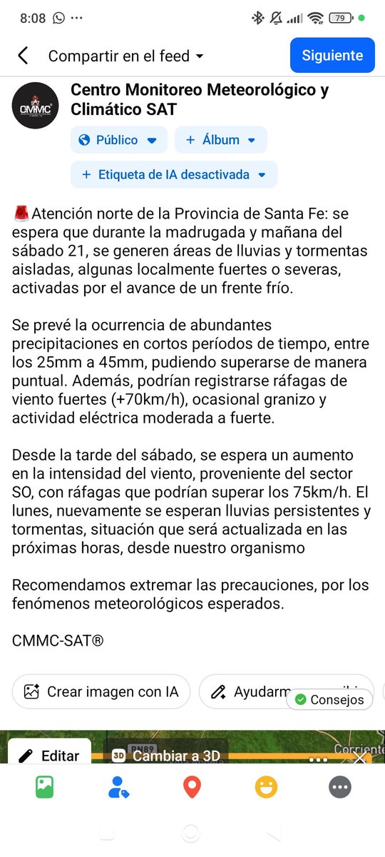 🚨Atención norte de la Provincia de Santa Fe: se espera que durante la madrugada y mañana del sábado 21, se generen áreas de lluvias y tormentas  aisladas, algunas localmente fuertes o severas, activadas por el avance de un frente frío.

Sigue en imagen.
