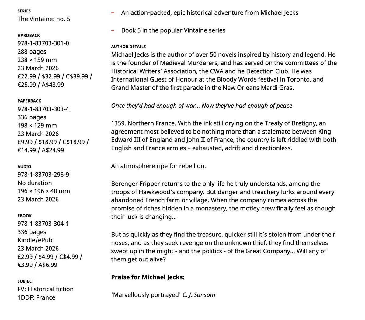 Michael Jecks Author tweet media