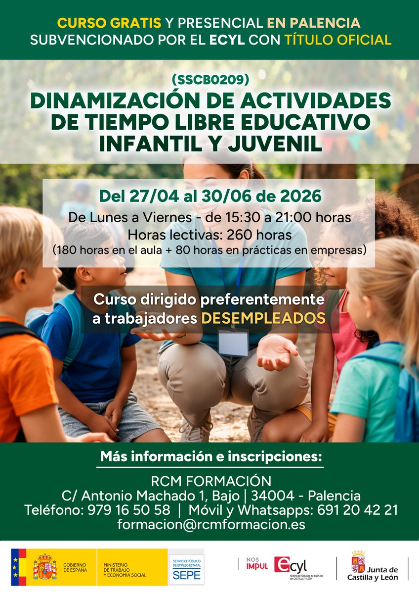 Andraviformacio's tweet photo. ¡Curso presencial y #gratuito en #PALENCIA!: 𝐃𝐈𝐍𝐀𝐌𝐈𝐙𝐀𝐂𝐈𝐎𝐍 𝐃𝐄 𝐀𝐂𝐓𝐈𝐕𝐈𝐃𝐀𝐃𝐄𝐒 𝐃𝐄 𝐓𝐈𝐄𝐌𝐏𝐎 𝐋𝐈𝐁𝐑𝐄 𝐄𝐃𝐔𝐂𝐀𝐓𝐈𝐕𝐎 𝐈𝐍𝐅𝐀𝐍𝐓𝐈𝐋 𝐘 𝐉𝐔𝐕𝐄𝐍𝐈𝐋

https://t.co/HllvtUA88a https://t.co/WzdY7fqMfp