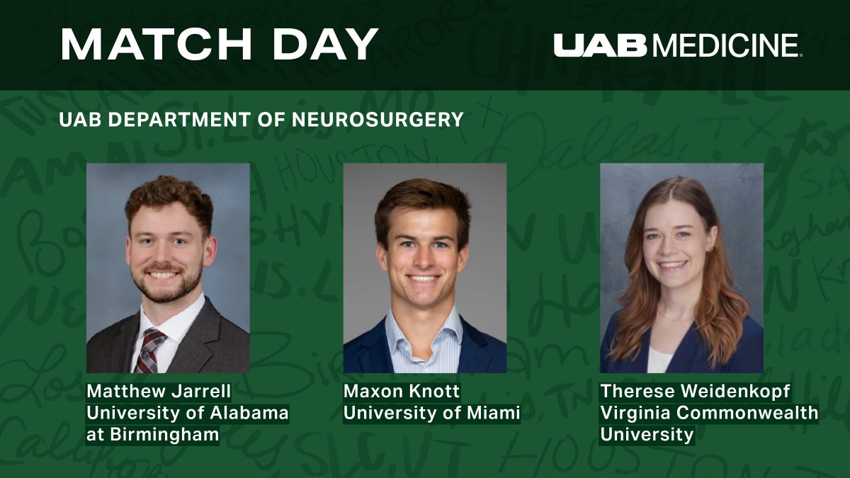 NeurosurgeryUab's tweet photo. ⭐Happy #MatchDay2026! We are thrilled to announce our new PGY1 #neurosurgery residents!⭐ https://t.co/v0dUw22hjw