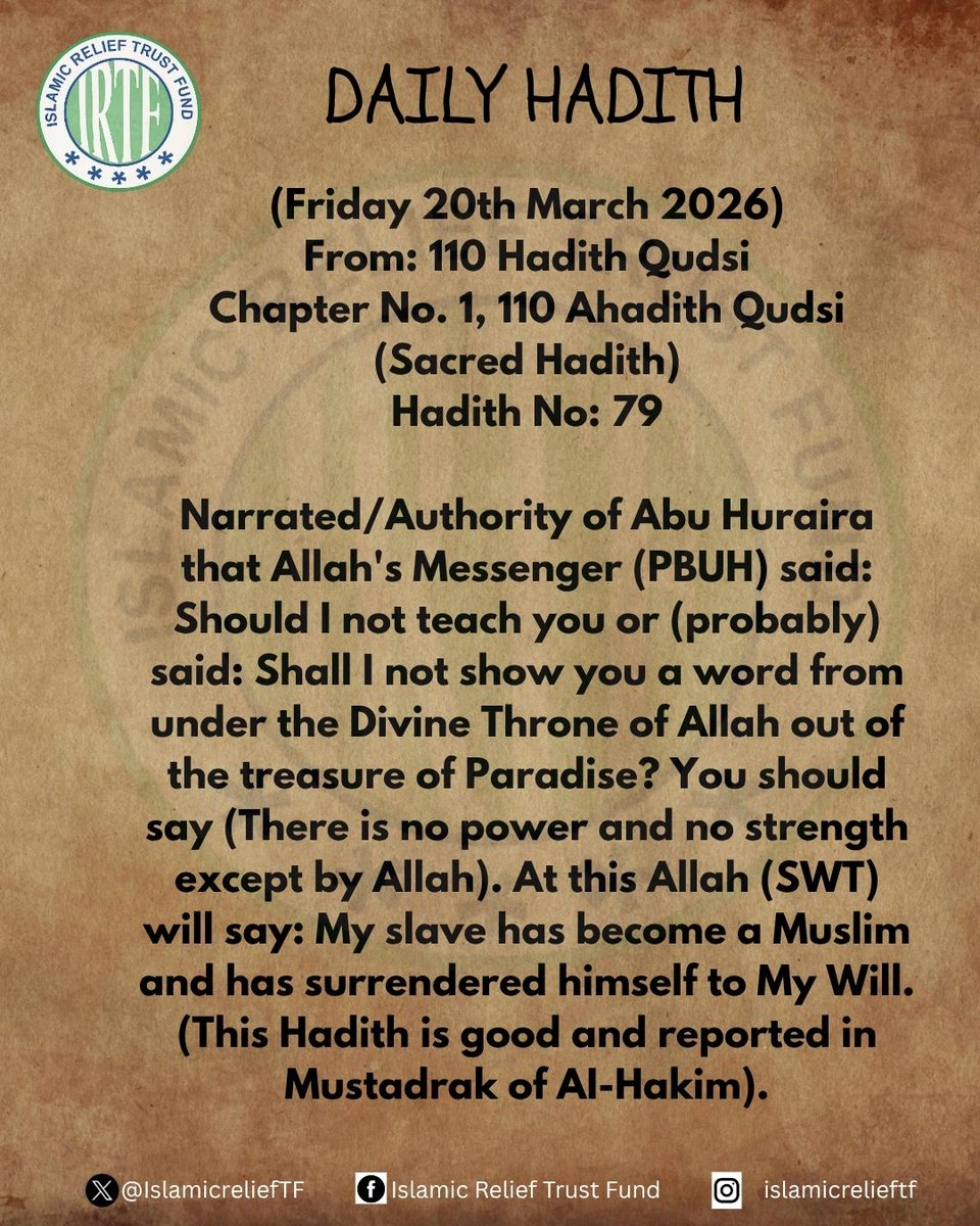 IslamicreliefTF's tweet image. (This Hadith is good and reported in Mustadrak of AI-Hakim).  

#DailyHadith 
#IRTF