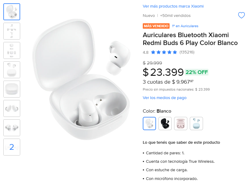 GustavoSavelli's tweet photo. 🎧22% OFF en auriculares Bluetooth Xiaomi
Sonido top + batería todo el día + súper cómodos 🎧
⚠️ Descuento por tiempo limitado

👉 Compralos ahora: https://t.co/cpnREwnnl0 https://t.co/XE9ffp0K4C