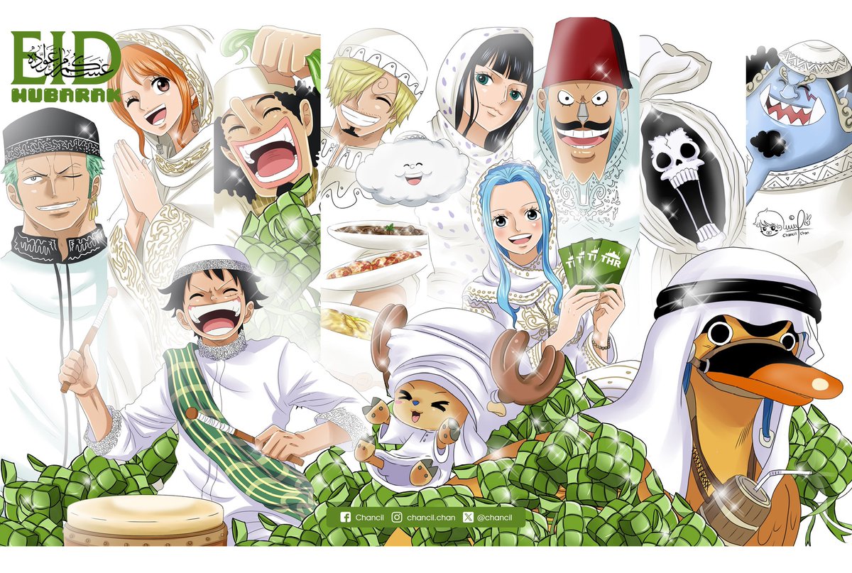 chancil's tweet photo. Eid Mubarak, Nakama! 🌙

I’ve drawn the rest of the crew from Chopper all the way to Zeus and merged them into my last year eid artwork Hope you all love the full Straw Hat family! #onepiece #eidmubarak #getchancilized #NAKAMA https://t.co/F0OH5sSK0H