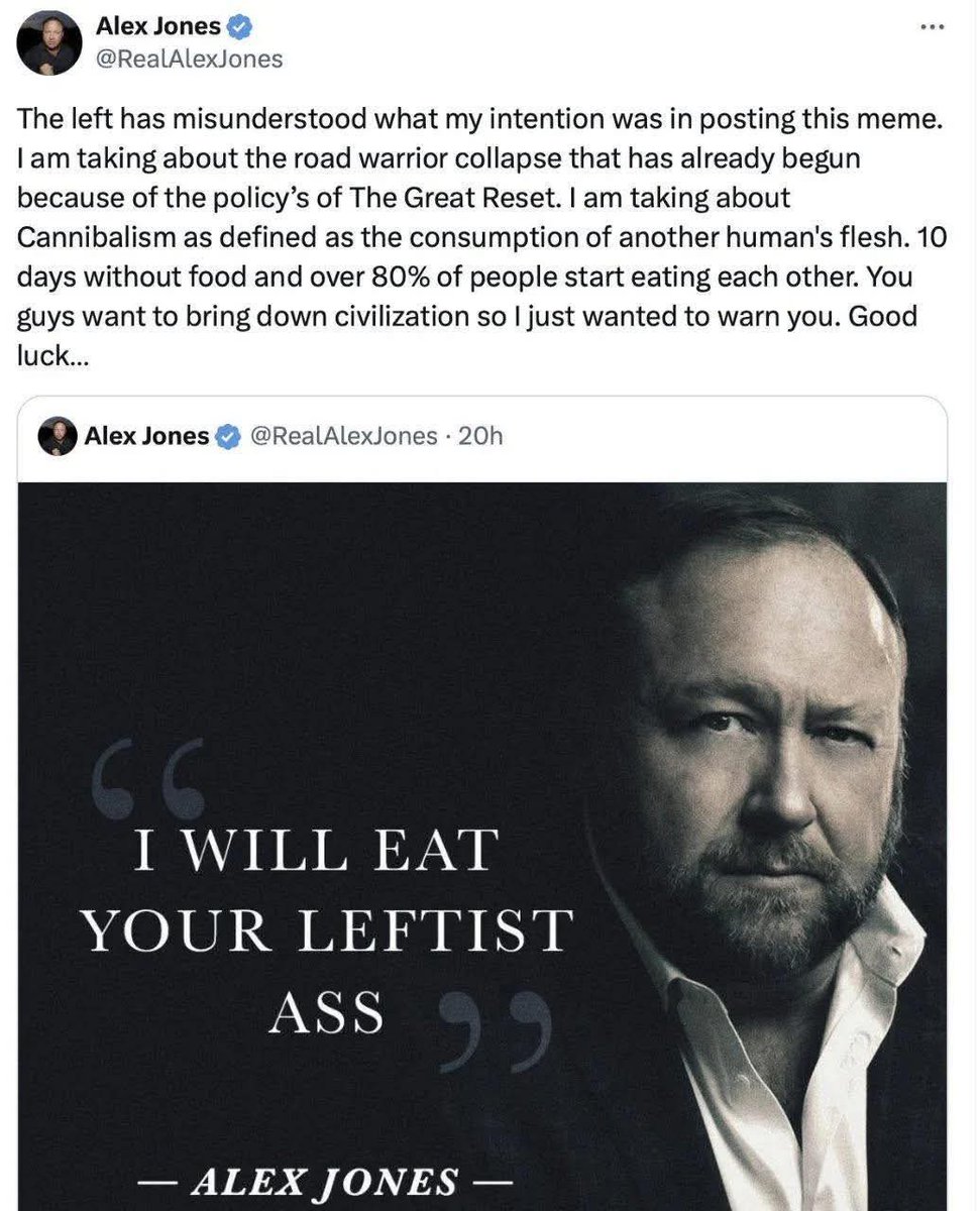 mcmooju's tweet photo. Let history never forget that @RealAlexJones loves to eat the asses of leftists. https://t.co/udgh0XhG8l