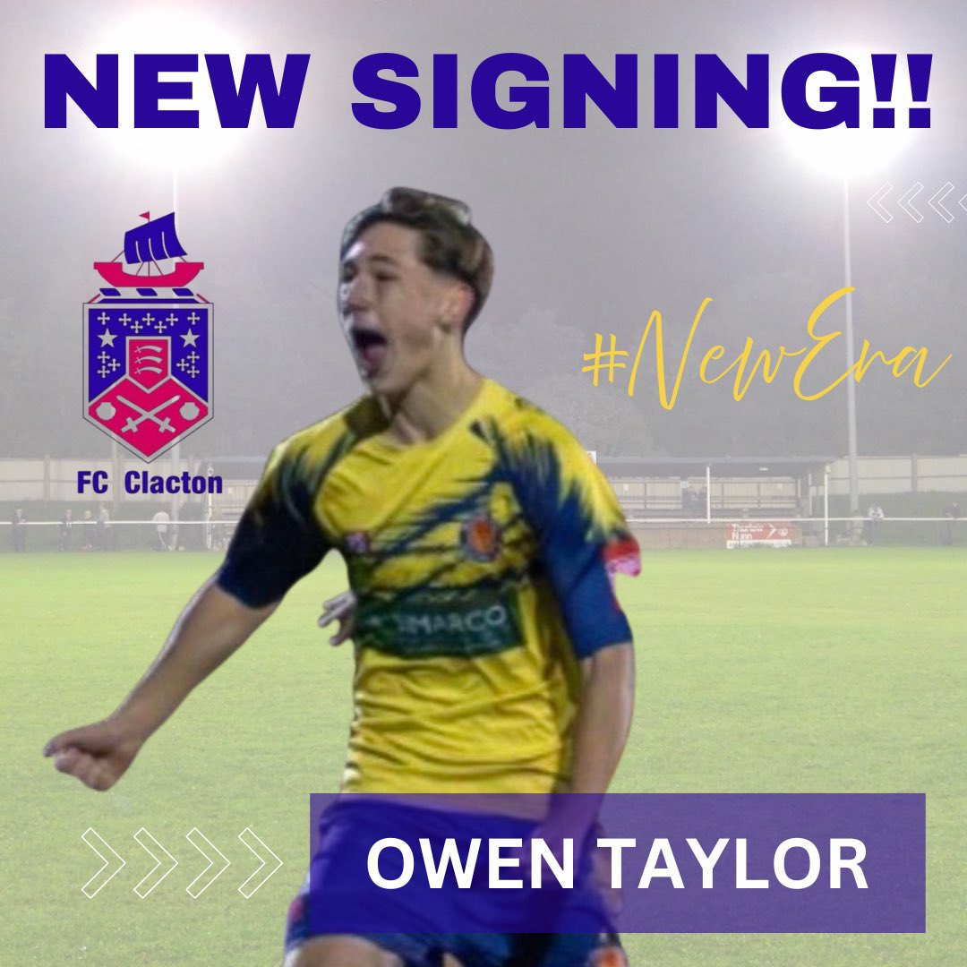 clactontown's tweet photo. ✍️ New Signing

We are delighted to confirm the signing of midfielder Owen Taylor.

Taylor joins on loan from Witham Town and goes straight into tomorrow’s squad who travel to Halesworth Town. https://t.co/MST4lBmNQz