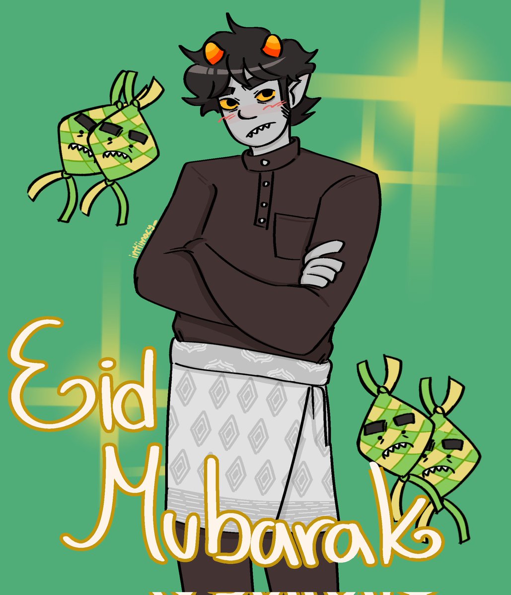 intiimacy_'s tweet photo. Eid Mubarak everyone! Here's my yearly Eid art :p

#homestuck #karkatvantas https://t.co/toBat60asQ