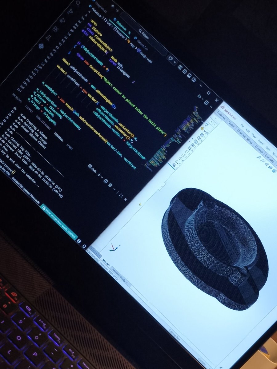 aadhzzz's tweet photo. Big thanks @linkayser &amp; @leap_71! Deeply enjoying 'Coding for Engineers' 🚀

Learning this computational logic for my upcoming robotic arm project at Parul Univ. Love seeing code translate to complex geometry! 

Hyped for the 'Wing' chapter drop! ⚡ https://t.co/pTu0ppGxYC