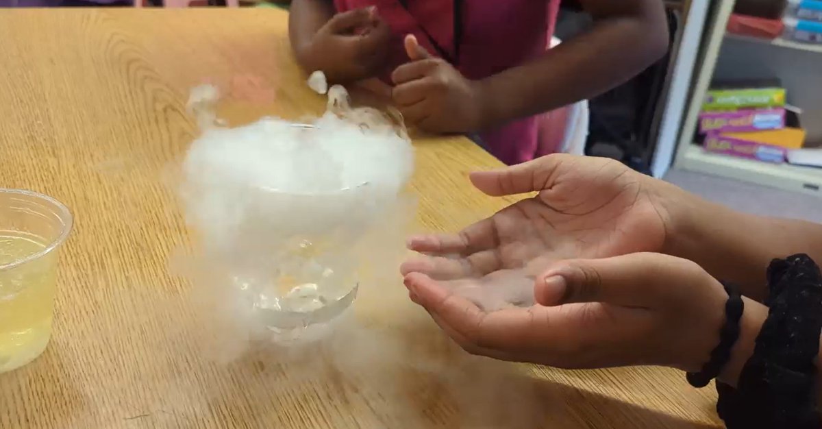 SciWorkshop's tweet photo. At King 5th Grade, students explored physical changes in a truly hands-on way! One curious learner tried to cup the thick, white mist rising from a bubbling cup of dry ice.  #PCSW #Pittsburgh #ScienceWorkshop #STEM #CommunityScience https://t.co/iKnZOjOJN0