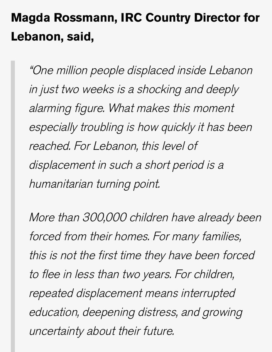 rumeliobserver's tweet photo. 👇 Attacking Lebanon. 

Latest displacement number: over one million in just two weeks.

That is the whole Saarland!
Or all of Cologne.

@DMiliband @carolecadwalla @mahamyahya https://t.co/3gj0BlnMZy