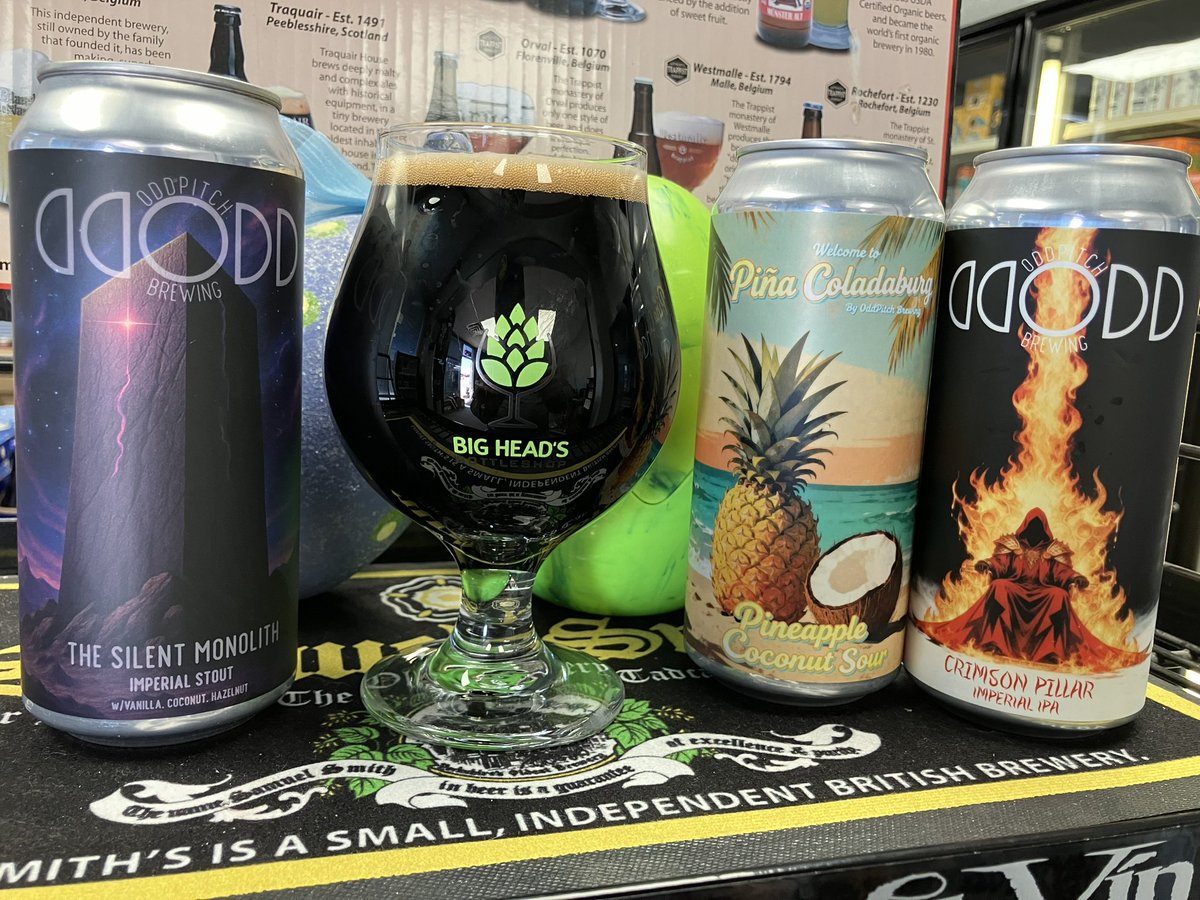 @oddpitchbrewing hitting the shop w/ something for almost all tastes! Pina Coladaburg #sour Crimson Pillar #imperialipa The Silent Monolith #imperialstout 🍻 #missoulamontana #beerstore