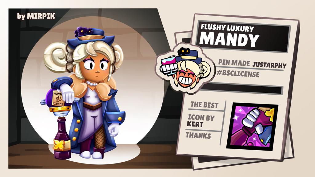 MirpikY's tweet photo. My skin for #BSCLICENSE collaboration ✨️ 

«Flashy Luxury Mandy» 🥂
License to Brawl is a brutal world of greed and deceit, mistrust and lies. So Mandy must earn trust if she wants to survive. https://t.co/GbKSP99Ii9