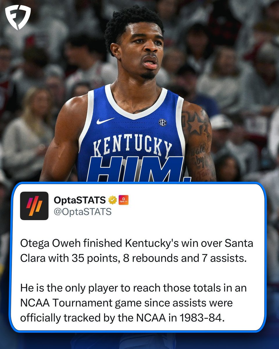 FDSportsbook's tweet photo. Otega Oweh legit had one of the best games in March Madness HISTORY 🤯

(via @OptaSTATS) https://t.co/cXNfjgm6A9