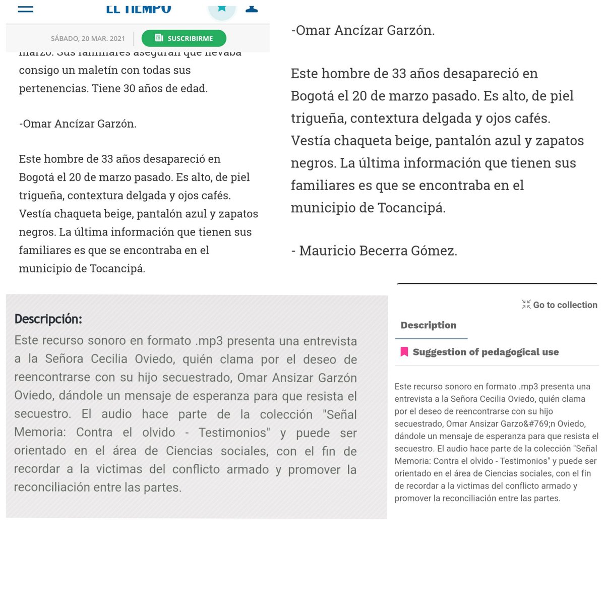 Omar7Garzon's tweet photo. Padre, han pasado más de 20 años desde el 20 de marzo de 2003 y tu ausencia sigue doliendo igual. Crecimos sin ti, pero no sin tu recuerdo ni sin esperanza. Te buscamos en la memoria y en la verdad que nos deben. No dejaremos de nombrarte hasta encontrarte. https://t.co/3FT0ZXsCTf
