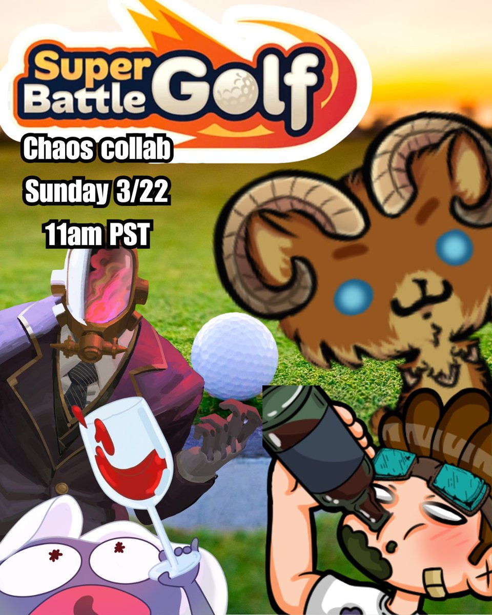 Malicandre's tweet photo. GOLF BUT MAKE IT PVP
Join me, TrashChibi, Bugskipper and MisterMissy this
Sunday 22nd at 11am PST as we battle it out to be the last one standing on the green https://t.co/YqjeN2jOcX