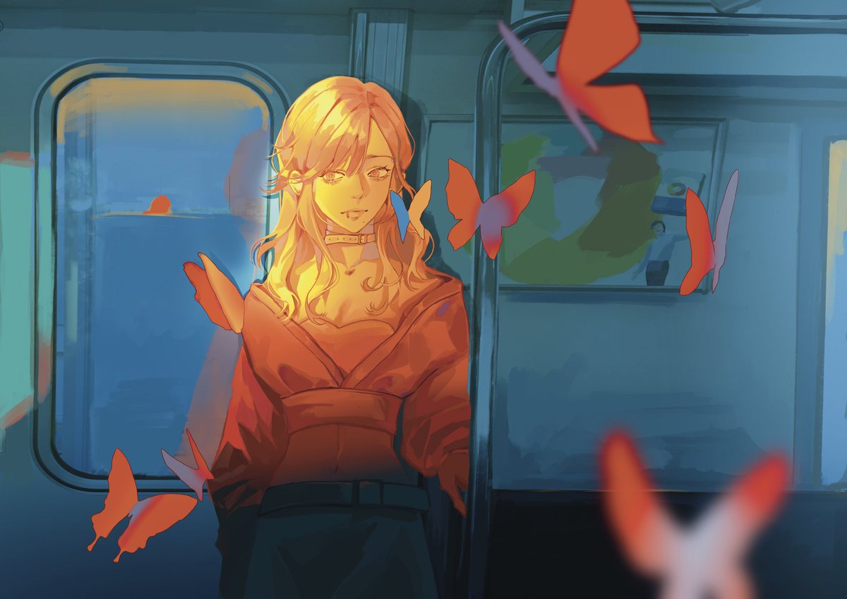 Suikadada's tweet photo. 夜の中で、光がやさしくなる。🦋
#イラスト #創作 #art https://t.co/yUd9C3TTJo
