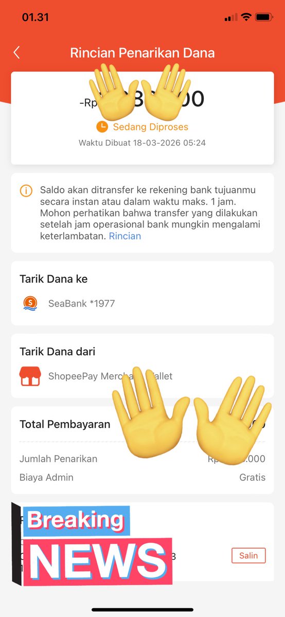 trshonlyy's tweet photo. ada yang pernah ke hold gini gasi dari qris shopeepay dan bank pencairannya itu SEABANK? ini dari tanggal 18 sampai tanggal 21 masih belum cair juga! gimana nih sekelas SHOPEE!! @ShopeeID @SeaBankID #wts #wtb #seabank #qr #qris #zonauangㅤ #zonajajan #shopeepay #shopee https://t.co/i3MXY7hgsI