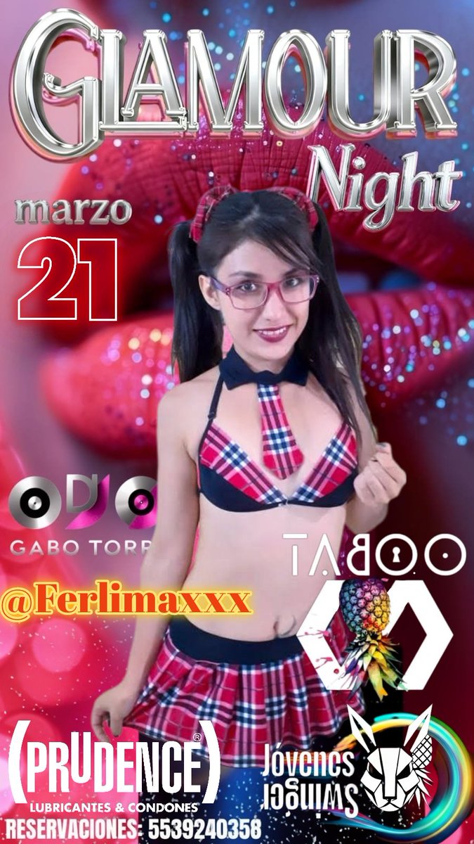 #JóvenesSwinger!  La noche más brillante llega: ✨Glitz &amp; Glam💄– brillos, elegancia y pura sofisticación en <a href="/TabooSwinger/">Taboo</a>
Patrocinador <a href="/PrudenceMexico/">Condones Prudence</a> Complicidad sin límites❤️‍🔥
✨INVITADA ESPECIAL✨
<a href="/ferLimaxxx/">FER LIMA</a>

<a href="/DannaeSw/">Dannae🦄✨</a>
<a href="/AnaBort2319/">AnaBort</a>
#SwingerMexico