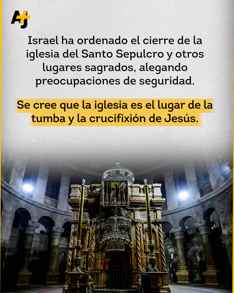 ajplusespanol's tweet photo. Por primera vez, es posible que los cristianos de Jerusalén no puedan acceder a su lugar más sagrado durante la Semana Santa. ⁣

Los líderes de la iglesia están negociando con el Estado de Israel para permitir celebraciones limitadas durante la Semana Santa y la Pascua. https://t.co/no2CnSL79U