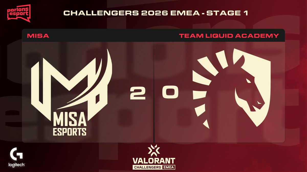 🔴 | VALORANT Challengers 2026 EMEA: Stage 1

<a href="/misaesports/">Misa Esports</a> s'impose 2-0 face à <a href="/LiquidValorant/">Team Liquid VALORANT</a> 

Misa termine premier du groupe A et s’assure une place en playoffs

#VALORANT #ChallengersEMEA