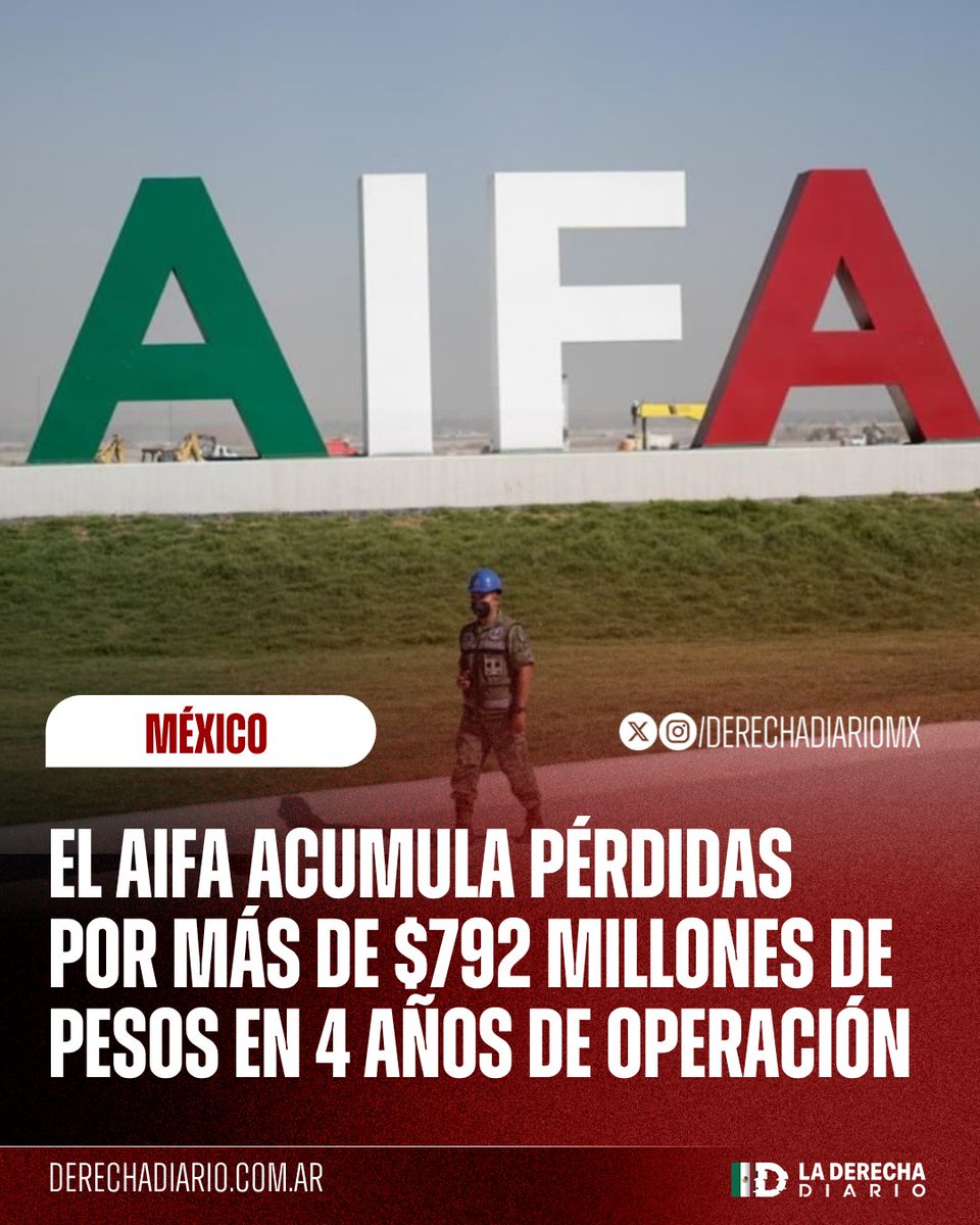 🚨🇲🇽 | TODO LO QUE HIZO AMLO ES INSERVIBLE: El fracasado aeropuerto Felipe Ángeles registra pérdidas por más de 792 millones de pesos en los 4 años que lleva de operación desde que el narcoexpresidente lo inauguró, sin dar señales de que vaya a generar ganancia en un futuro.